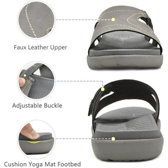 Womens Orthotic Slides Sandals Arch Support Slip On Yoga Mat Cushion Comfort - Picture 4 of 7